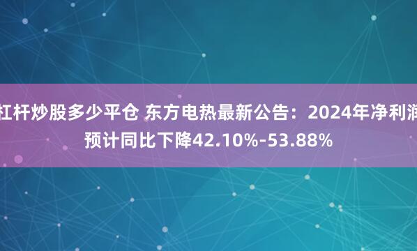 杠杆炒股多少平仓 东方电热最新公告：2024年净利润预计同比下降42.10%-53.88%