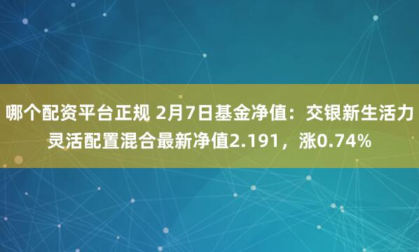 哪个配资平台正规 2月7日基金净值：交银新生活力灵活配置混合最新净值2.191，涨0.74%