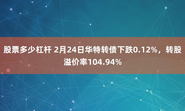 股票多少杠杆 2月24日华特转债下跌0.12%，转股溢价率104.94%